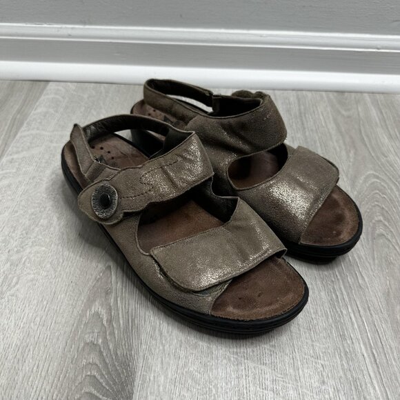 Mephisto Mobils Shoes Womens Size 41 Metallic Bronze Sandals Comfort Leather - Picture 1 of 9